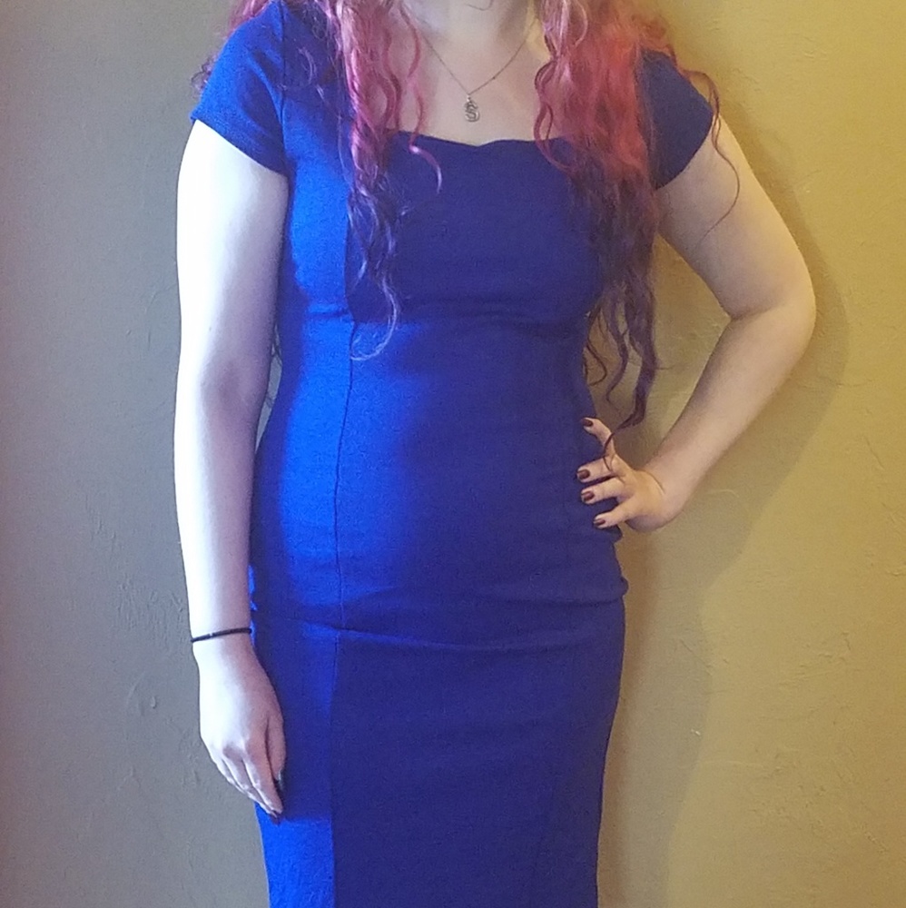 Blue Bodycon Midi Dress